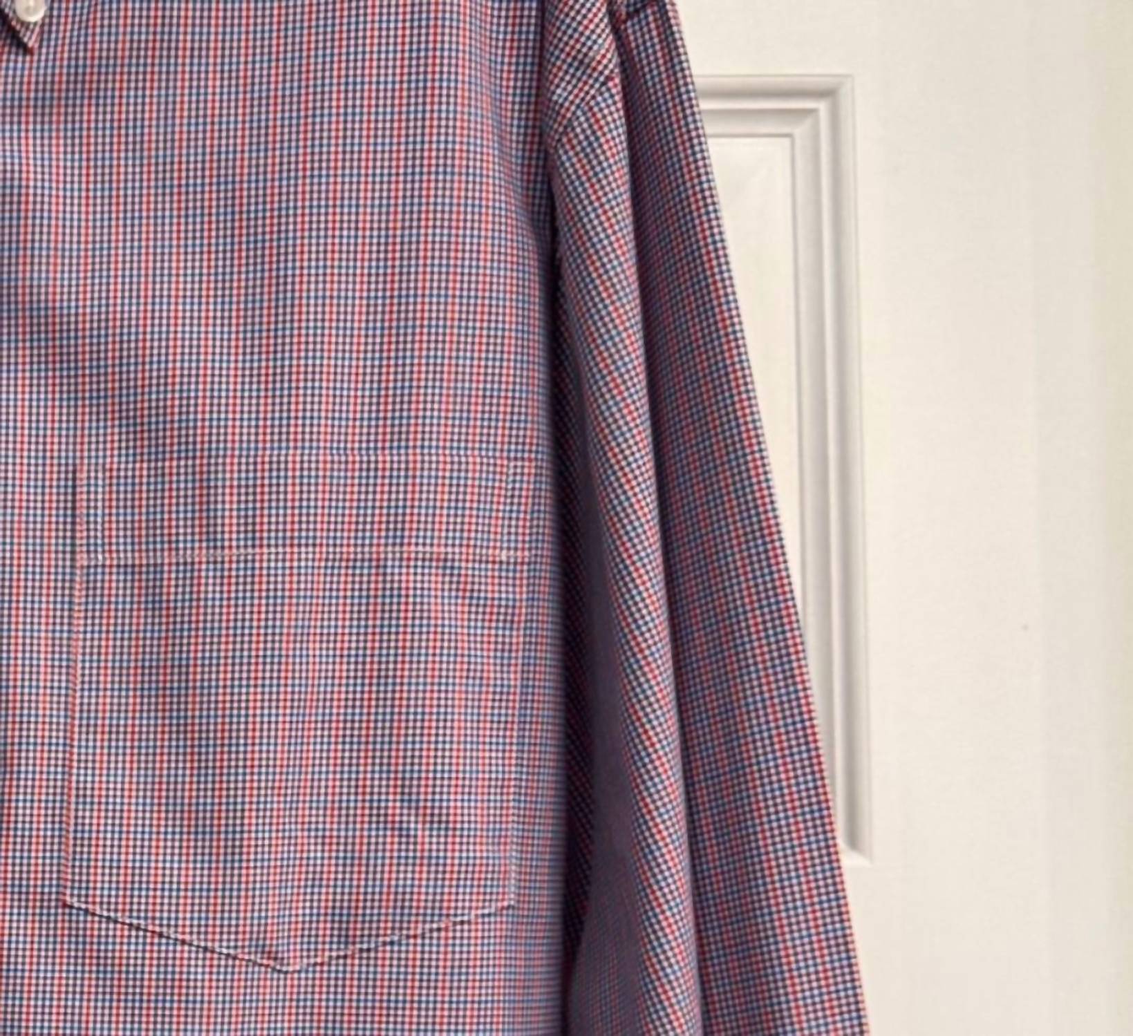 F/X Fusion Men's Long Sleeve Plaid Shirt in red blue - men's long sleeve top - detail view