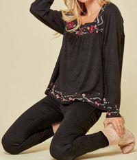 Andree By Unit - Floral Embroidered Babydoll Top