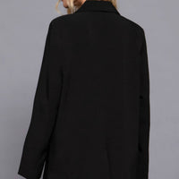 Another Love Baylor Notched Collar Long Sleeve Blazer in black - women's jacket - detail view