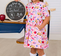 Rufflebutts - School House Short Sleeve Knit Twirl Dress