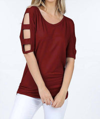 Shop Basic - V Neck Short Sleeve Top With Arm Cut