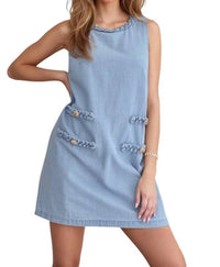 Entro - Lune Braided Detailed Sleeveless Sheath Dress