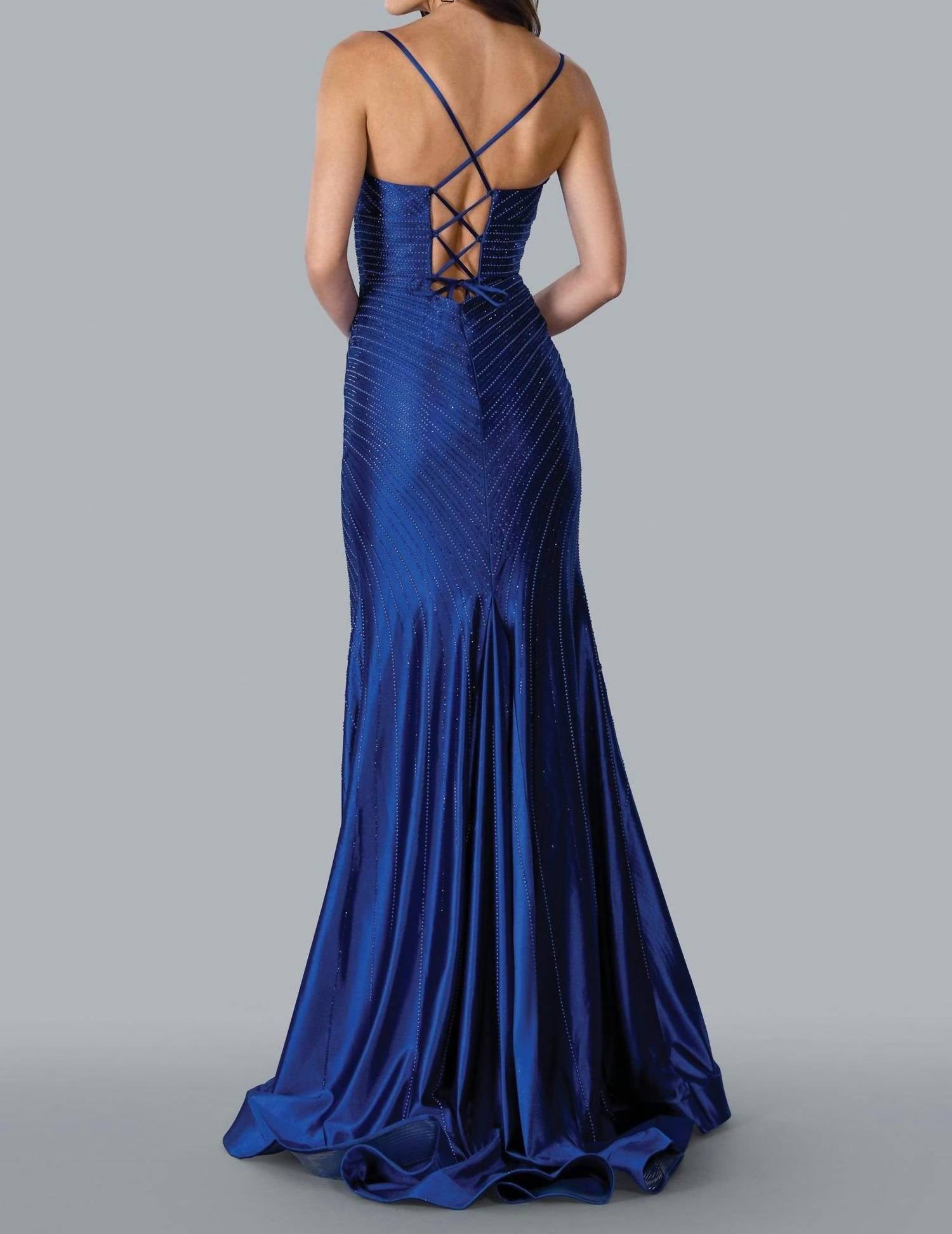 Stella Couture - Long Spaghetti Strap Prom Dress