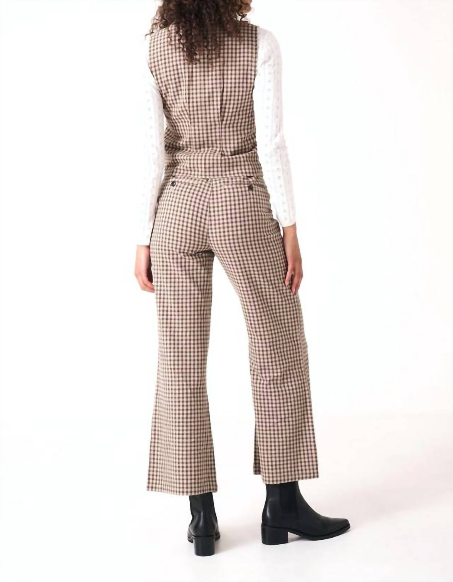 ROLLA'S Sailor Gingham Pant in khaki - women's pants - detail view