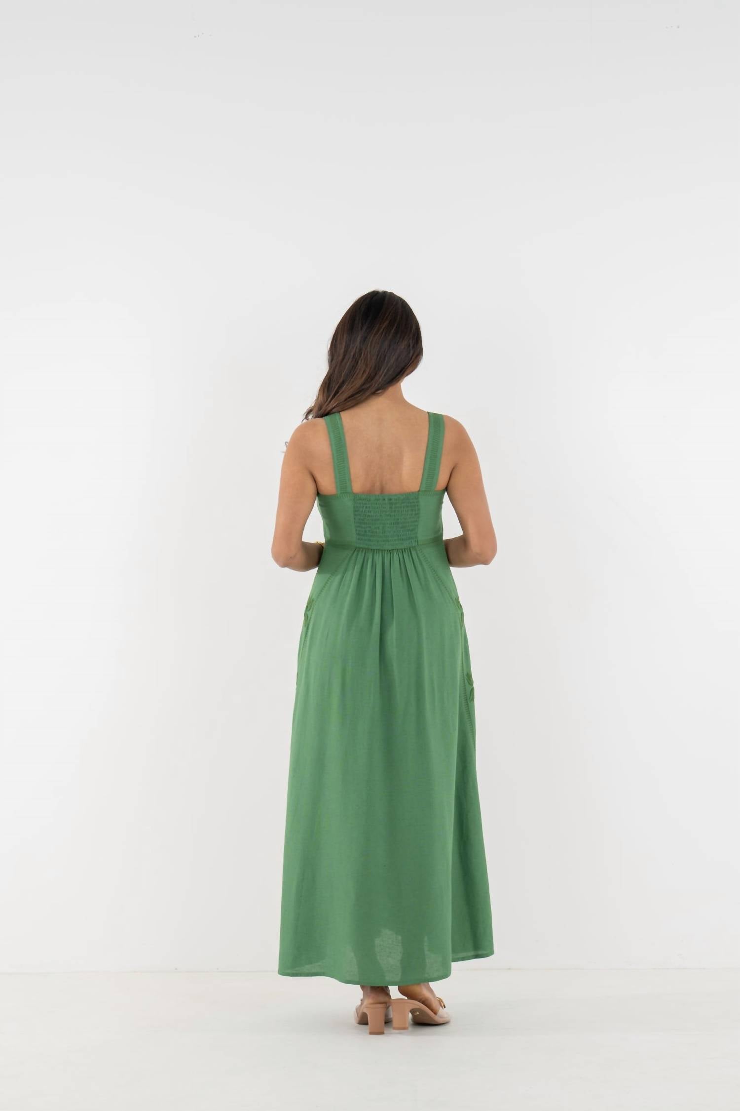 Emily McCarthy Liza Dress in green - women's dress - detail view