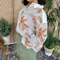 Sew In Love - Button-down Floral And Stripe Printed Top