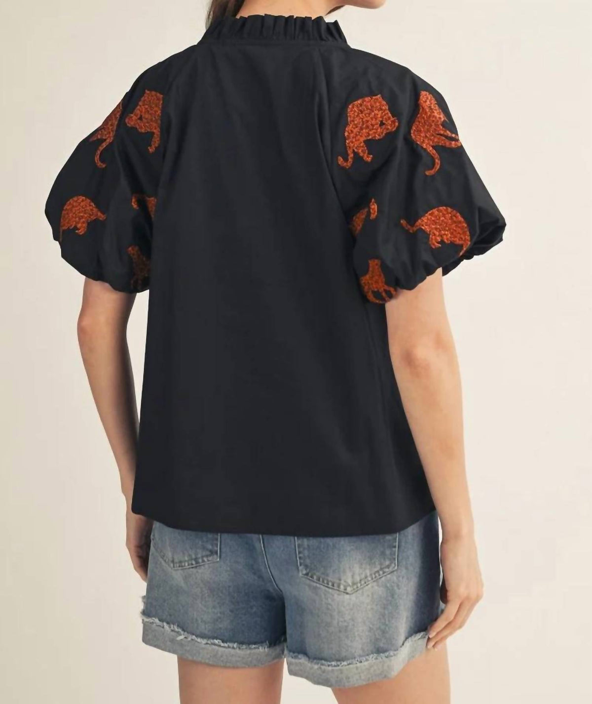 Jodifl - Tiger Embroidery Accent Top