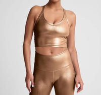 BEYOND YOGA On The Up Cropped Tank Top in liquid foil copper - women's tank top