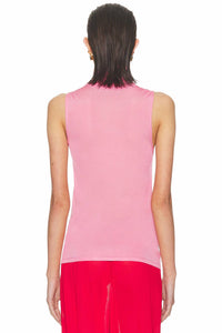 Helsa Arlena Sleveeveless Turtleneck Top in pink - women's blouse - detail view