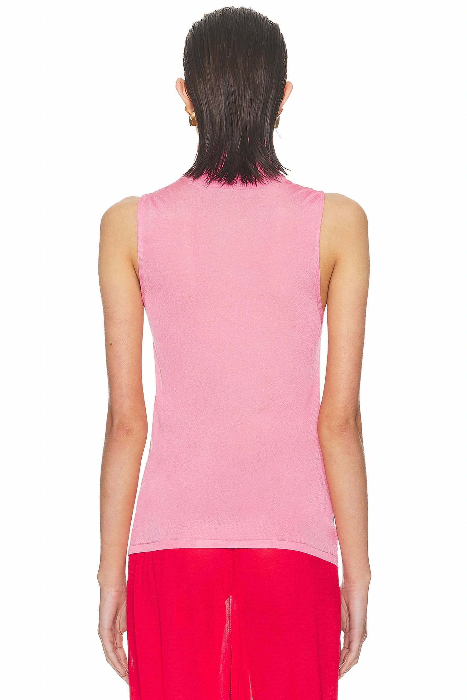 Helsa Arlena Sleveeveless Turtleneck Top in pink - women's blouse - detail view