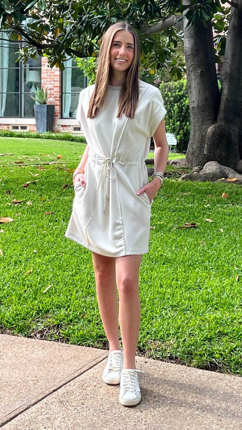 Baby Pink - Drawstring Waist Mini Dress