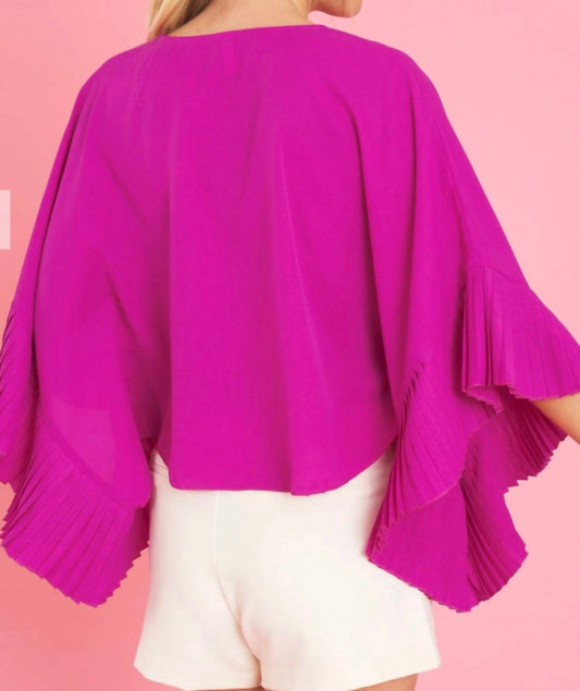 Glam - Cecilia Pleated Sleeve Top