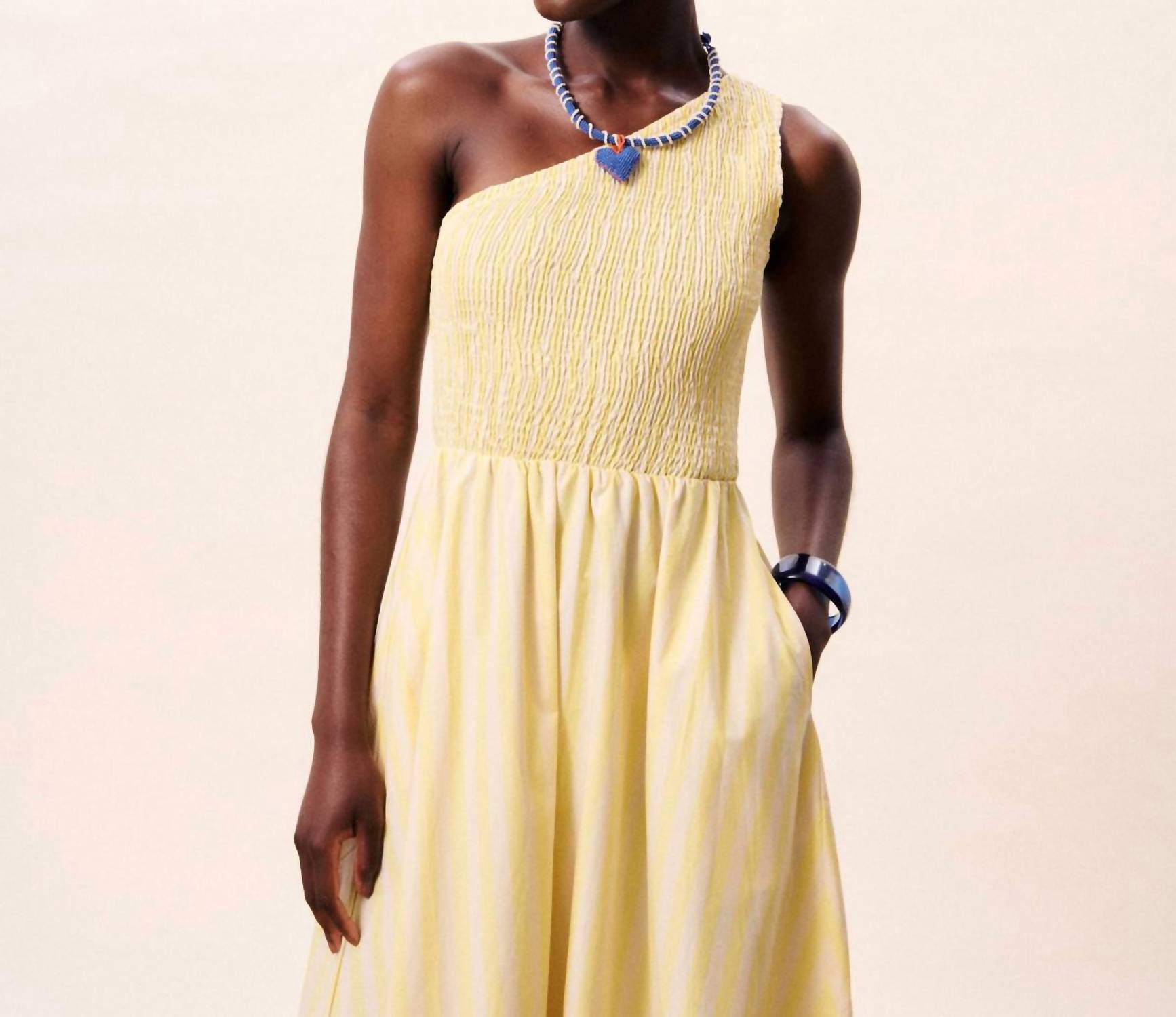FRNCH Selkie One Shoulder Dress in yellow - women's dress - view 4
