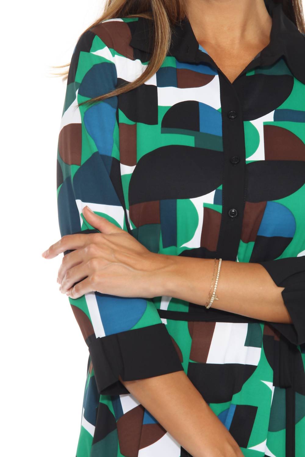 Joseph Ribkoff - Women's Geometric Print Midi Shirt Dress