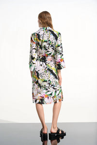 Joseph Ribkoff - Crinkled Woven Tropical Print Shirt Dress