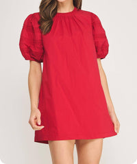 Strut & Bolt - Reverse Pintuck Puff Sleeve Mini Dress