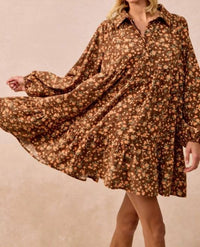 Bibi - Floral Print Corduroy Dress