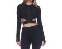 GOLDHAUS Ambition Long Sleeve Top in black - women's long sleeve top