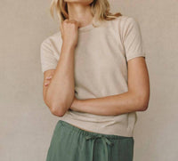 Bella Dahl Short Sleeve Crew Neck Top in sable sand - women's t-shirt