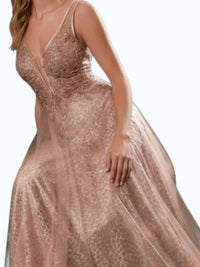 Andrea & Leo Couture Vespertine Beaded Gown in rose gold - women's dress - detail view