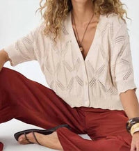Autumn Cashmere - Short Sleeve Dolman Stitchery Cardigan