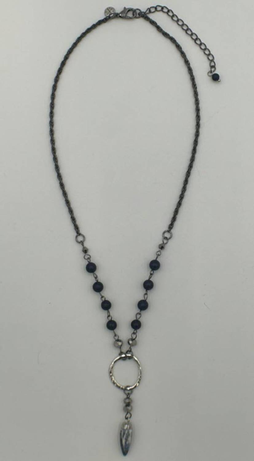 Legend Or Lies - Women's Hammered Blueberry Rosaried Stone Necklace