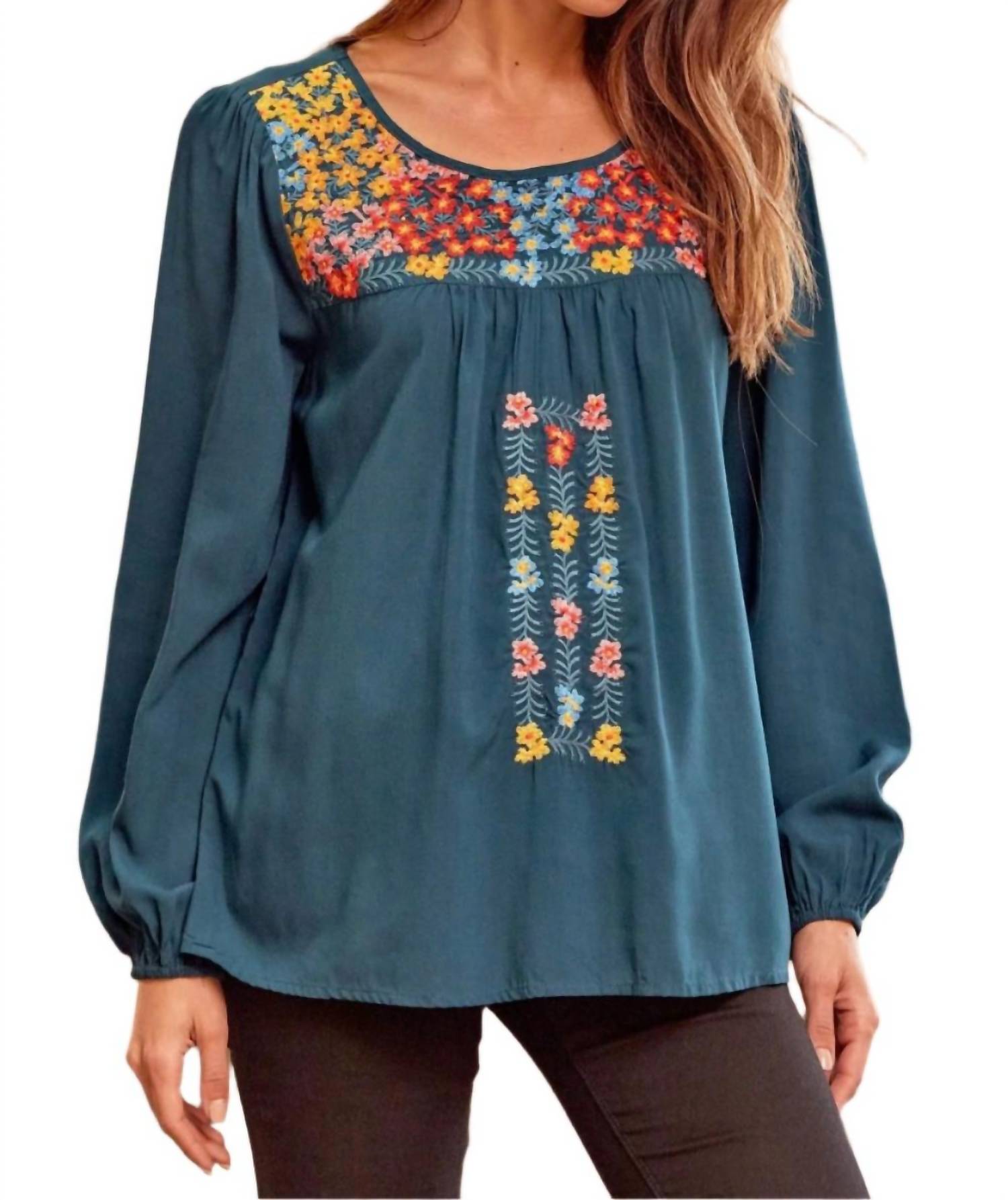 Andree By Unit - Embroidered Balloon Sleeve Blouse