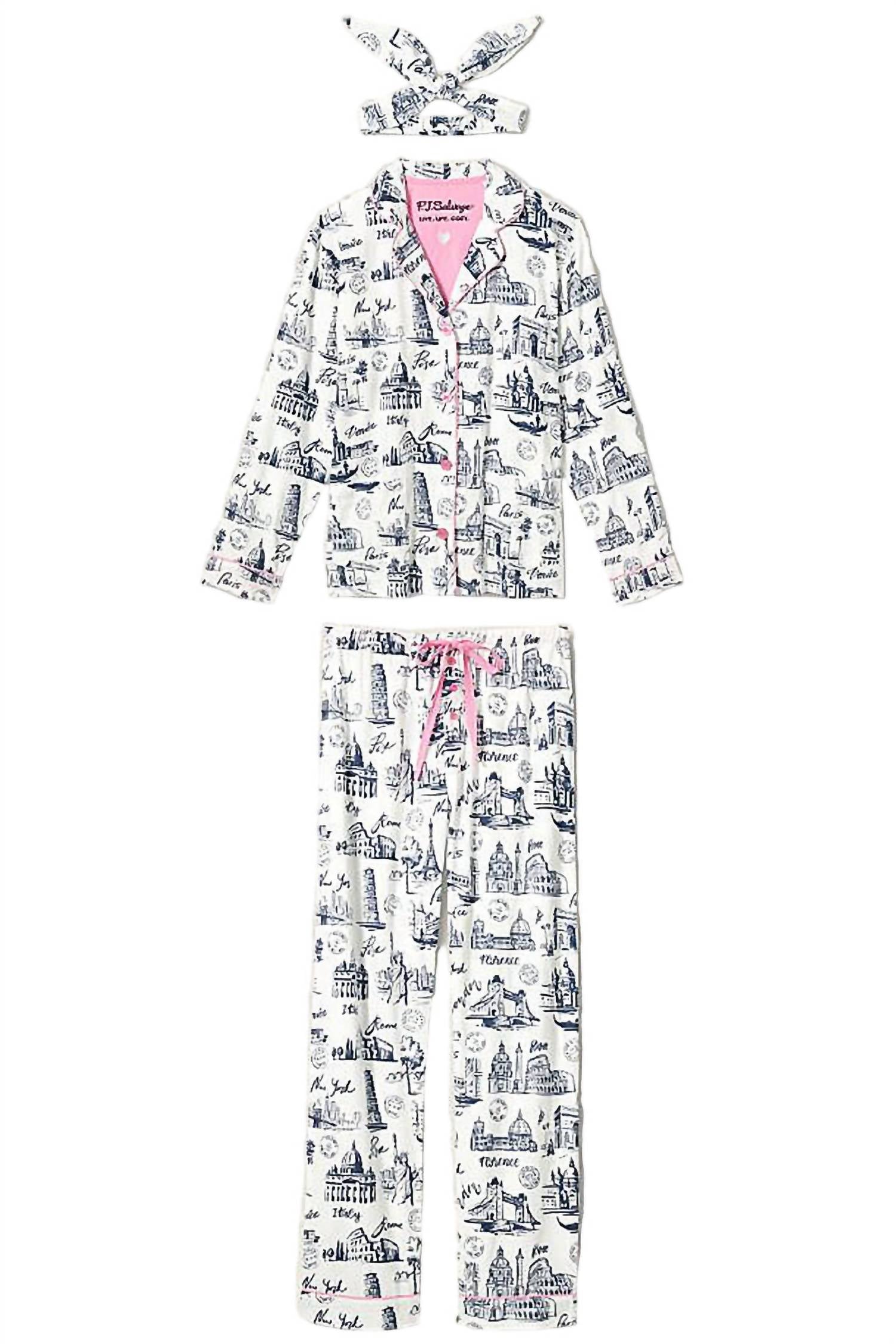 Pj Salvage - Bon Voyage 3-piece Flannel Pajama Set