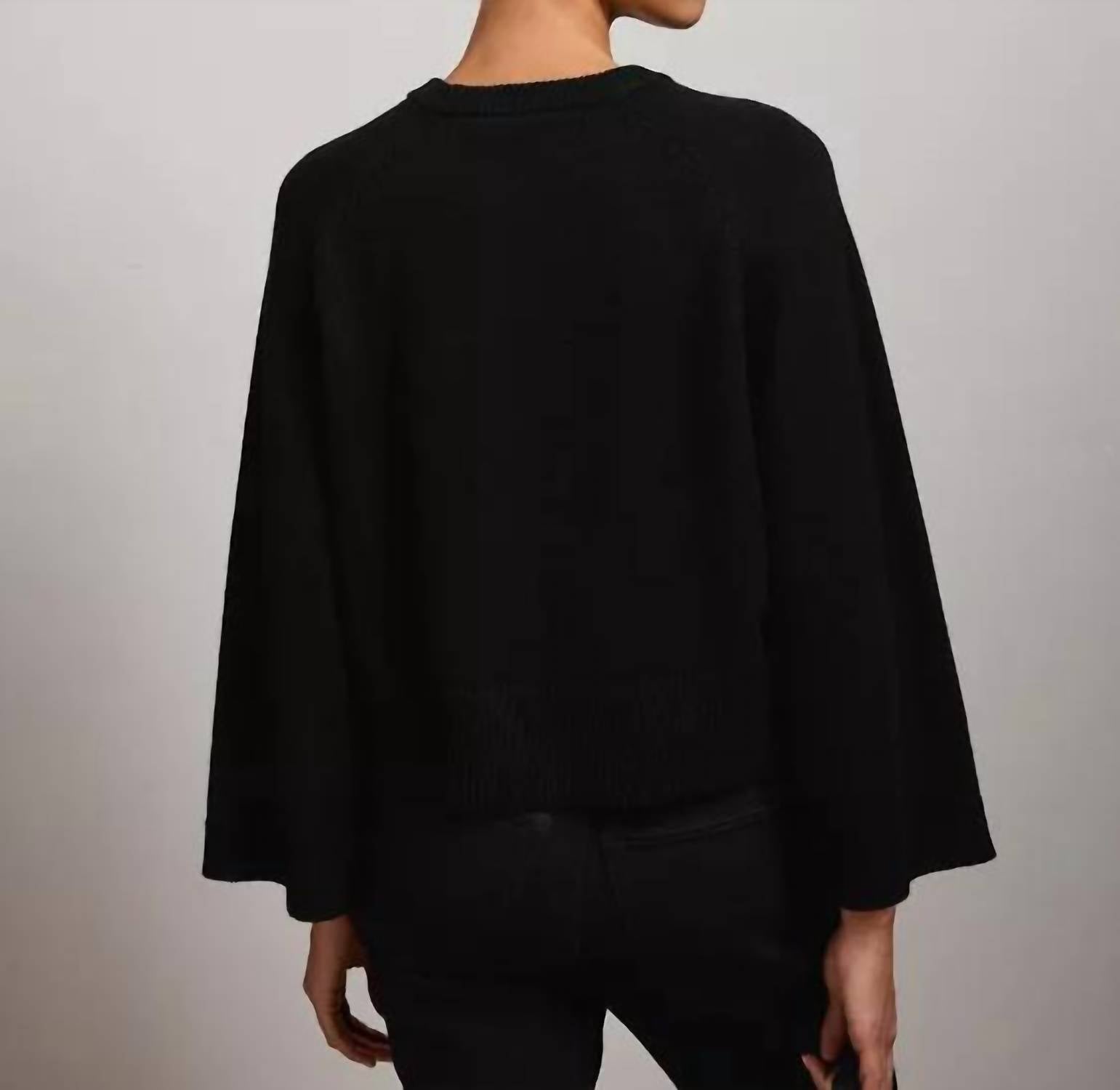AE77 Women’s Cashmere Boxy Sweater in black - women's sweater - detail view