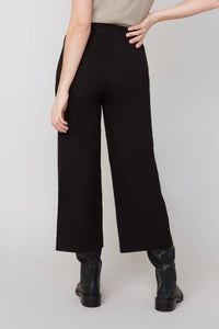 Renuar Pull On Soft Knit Crop Pant in black - women's pants - detail view