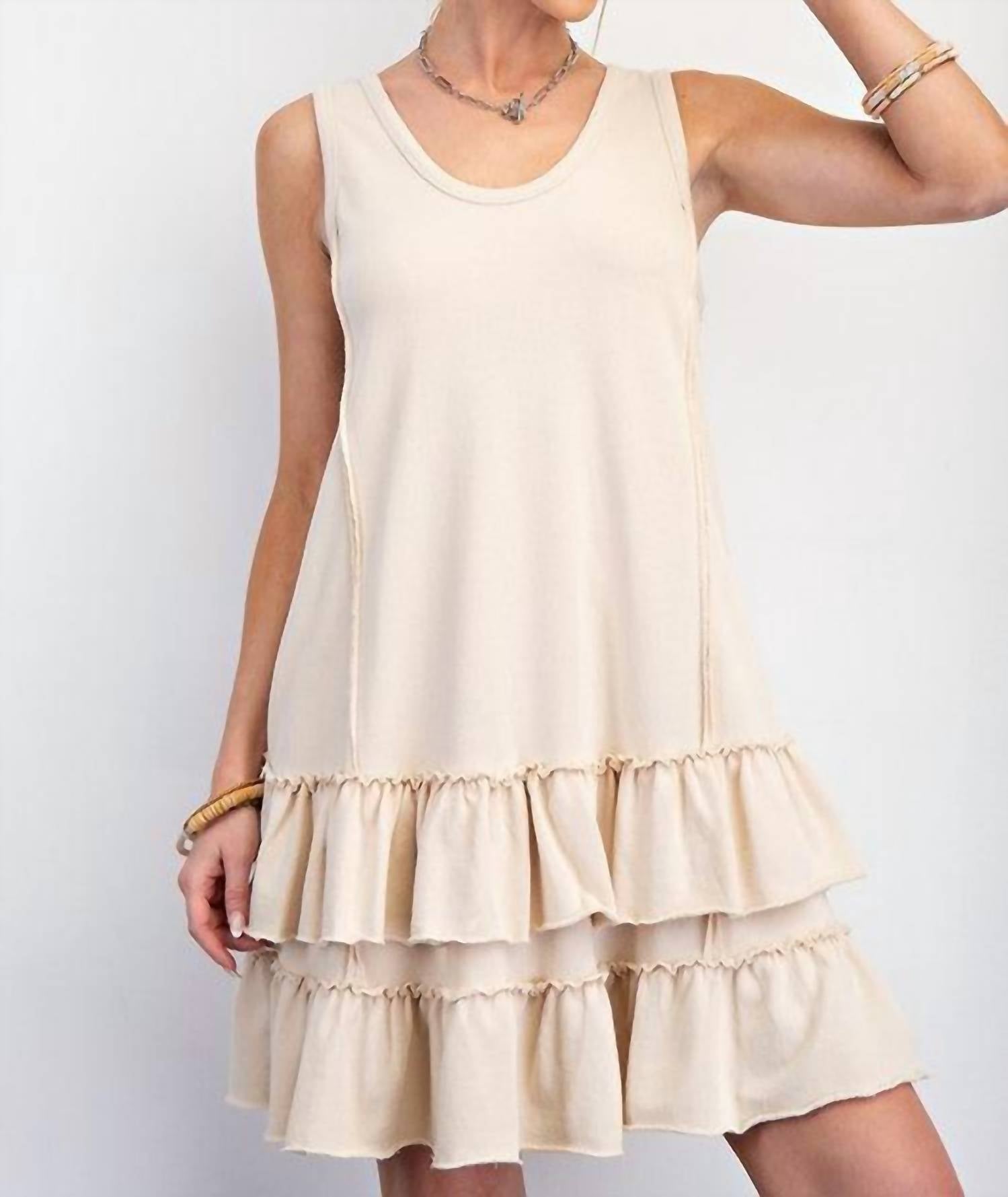 Easel - In The Moment Ruffle Bottom Mini Dress