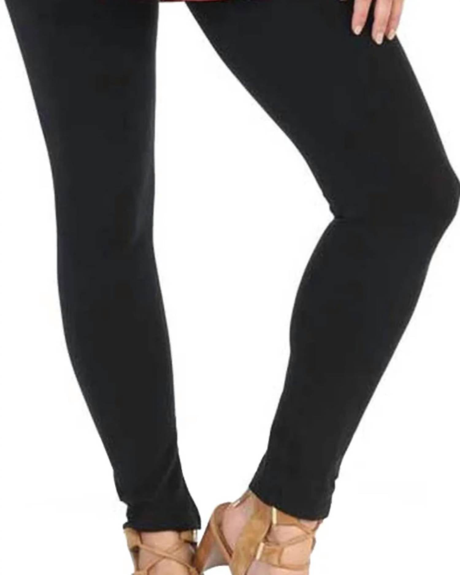Jess & Jane Cotton Blend Ankle Leggings - Plus in jet black - women's pants - detail view