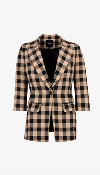 Smythe Three Quarter Sleeve Blazer in tan check - women's jacket - view 4