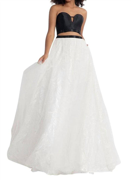 Rachel Allan - Strapless Two-piece Embroidered Mikado Gown