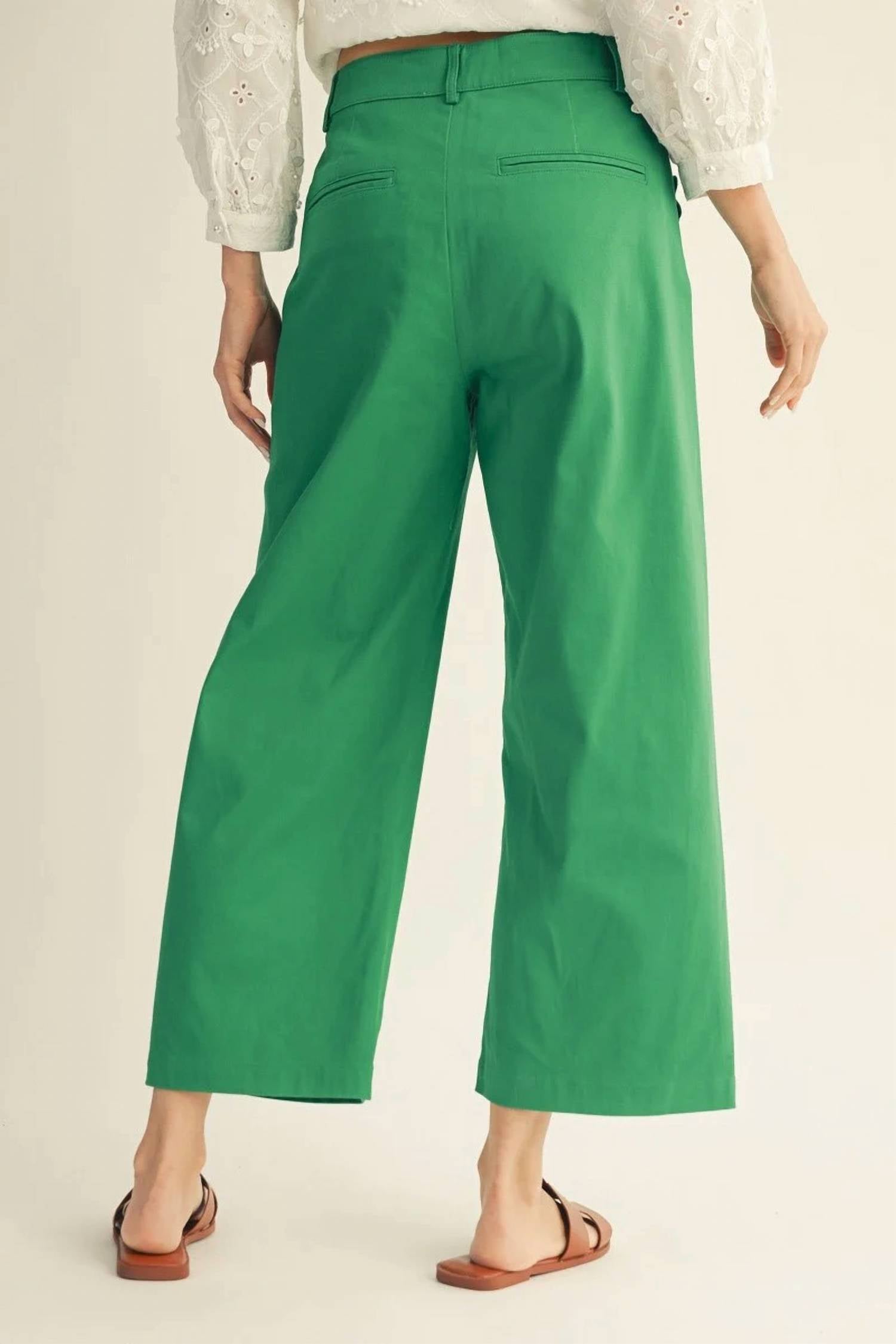 Jodifl - Scallop Pocket High Rise Wide Leg Pants