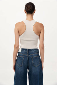 St. Agni Sculpted Knit Top in silver - women's tank top - detail view