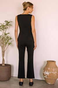 SKIES ARE BLUE Blair Hammered Button Down Vest Top in black - women's jacket - alternate view