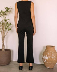 SKIES ARE BLUE Blair Hammered Button Down Vest Top in black - women's jacket - detail view