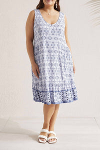 TRIBAL Printed Sleeveless V-neck Dress - Plus in blue star - women's dress - alternate view
