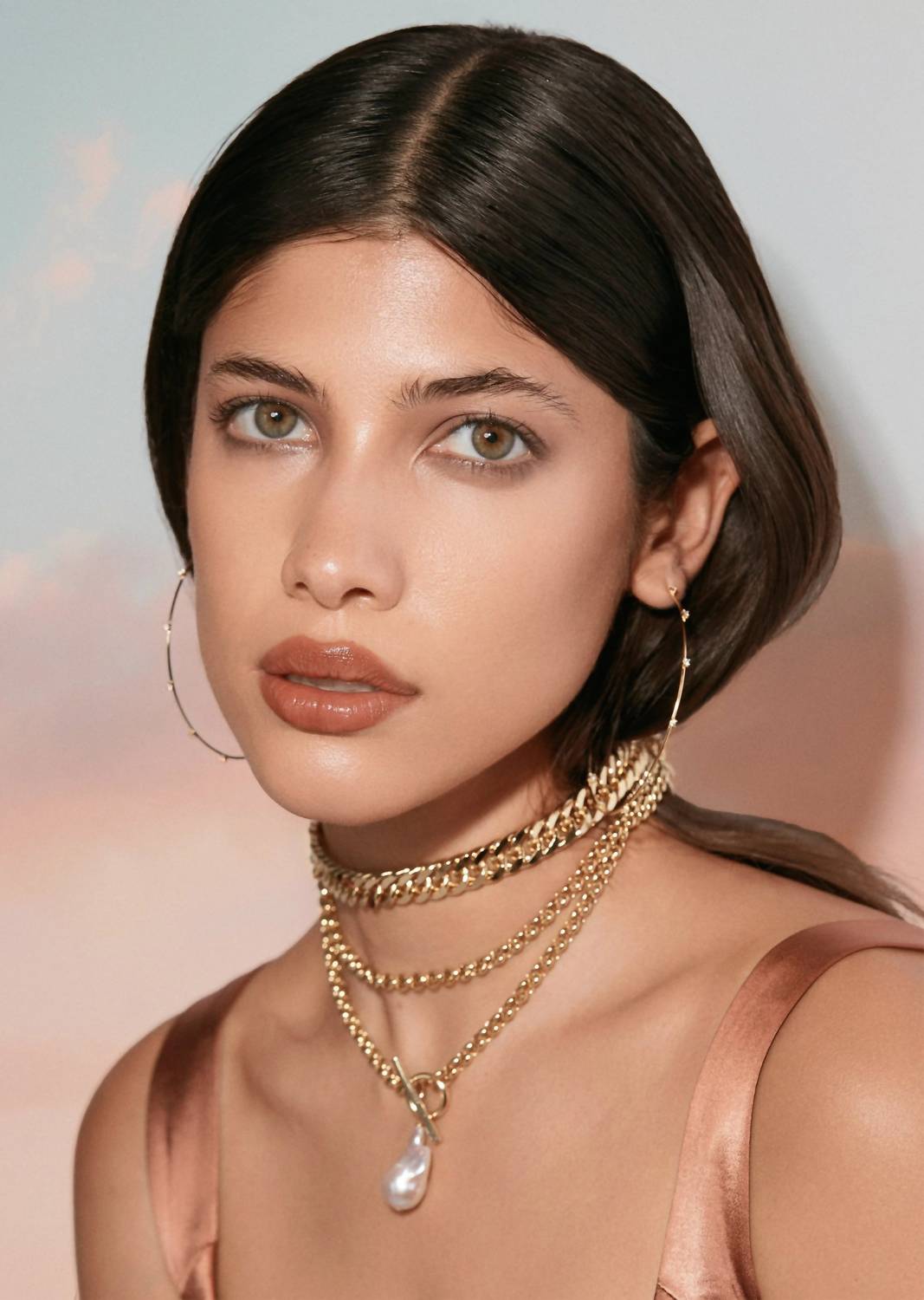 Eklexic - Women's Cz Studded Thin Oversized Hoops