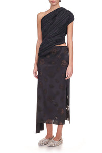 Marina Moscone - Floral Devoré Midi Skirt