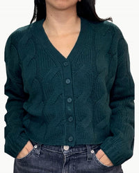 Sablyn - Jolie V-neck Cropped Cashmere Cable Knit Cardigan