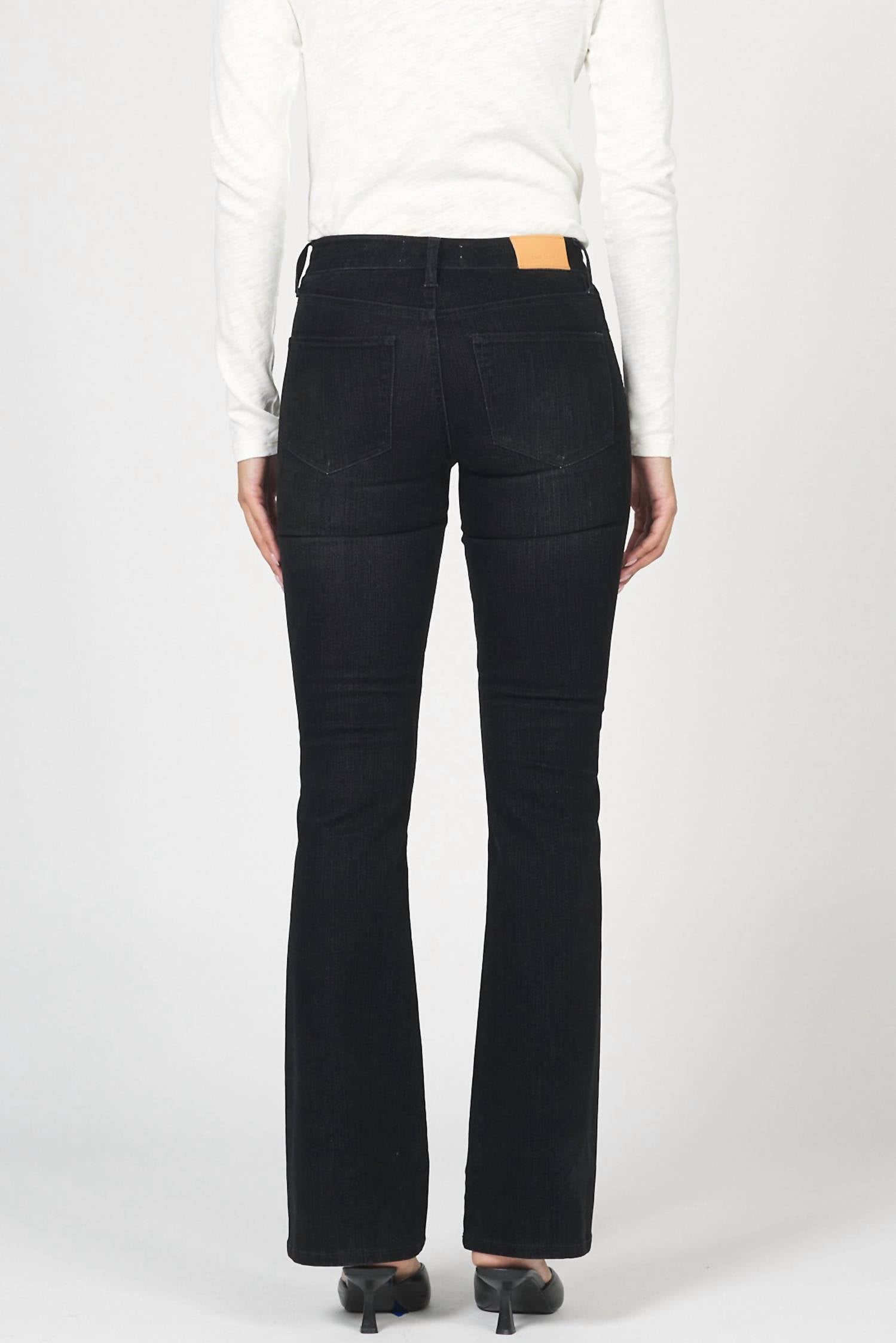 DEAR JOHN DENIM Jaxtyn Suede Bootcut Jean in black - women's jeans - detail view