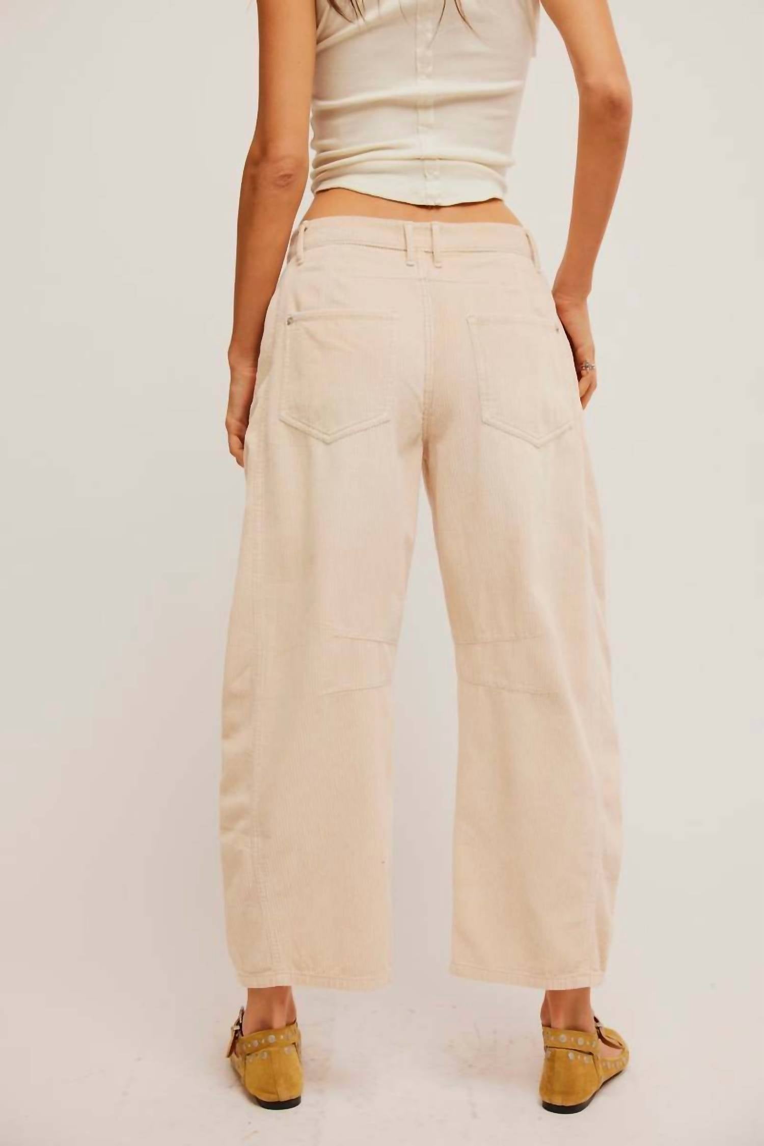 Free People Good Luck Cord Pant in crystal grey - women's pants - detail view