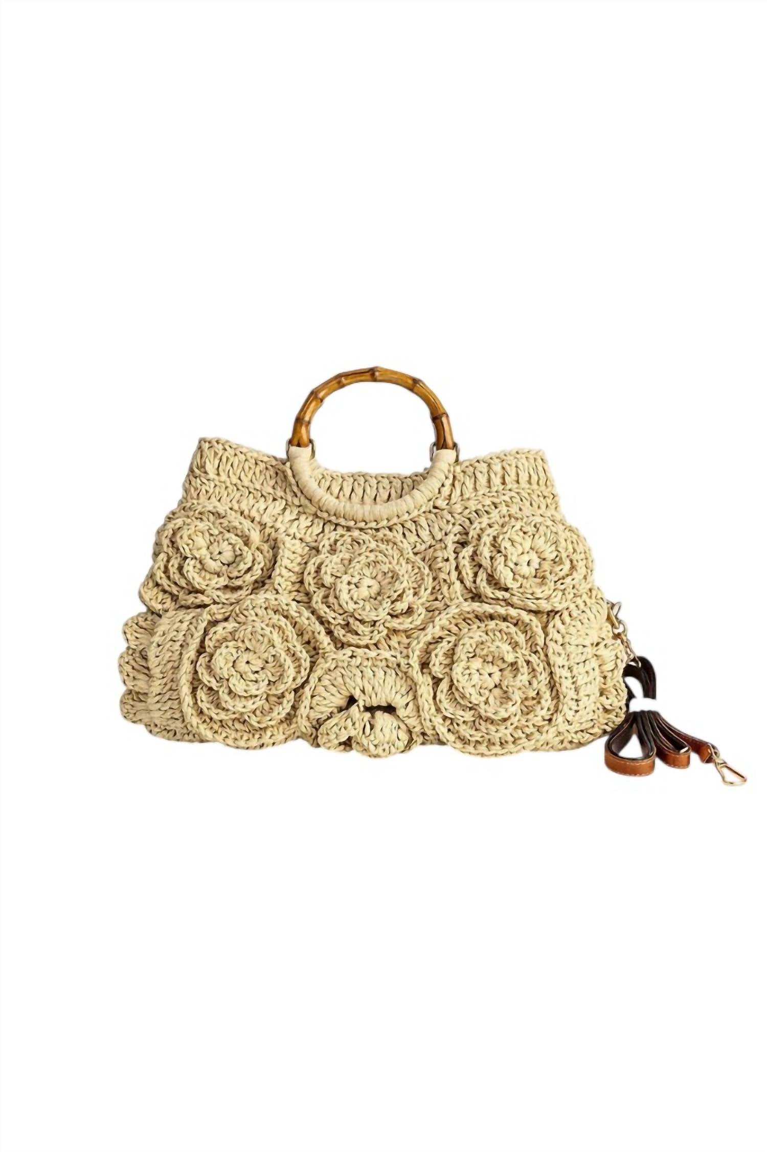 Merveille - Women's Floral Textured Handle Crossbody Bag