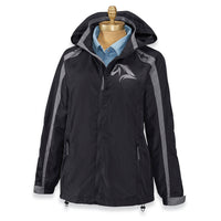 Back in the Saddle Women's Horse Print Windbreaker in the saddle women s horse print windbreaker in black - women's jacket