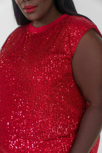 Skies Are Blue - Sequin Bubble Tank - Plus