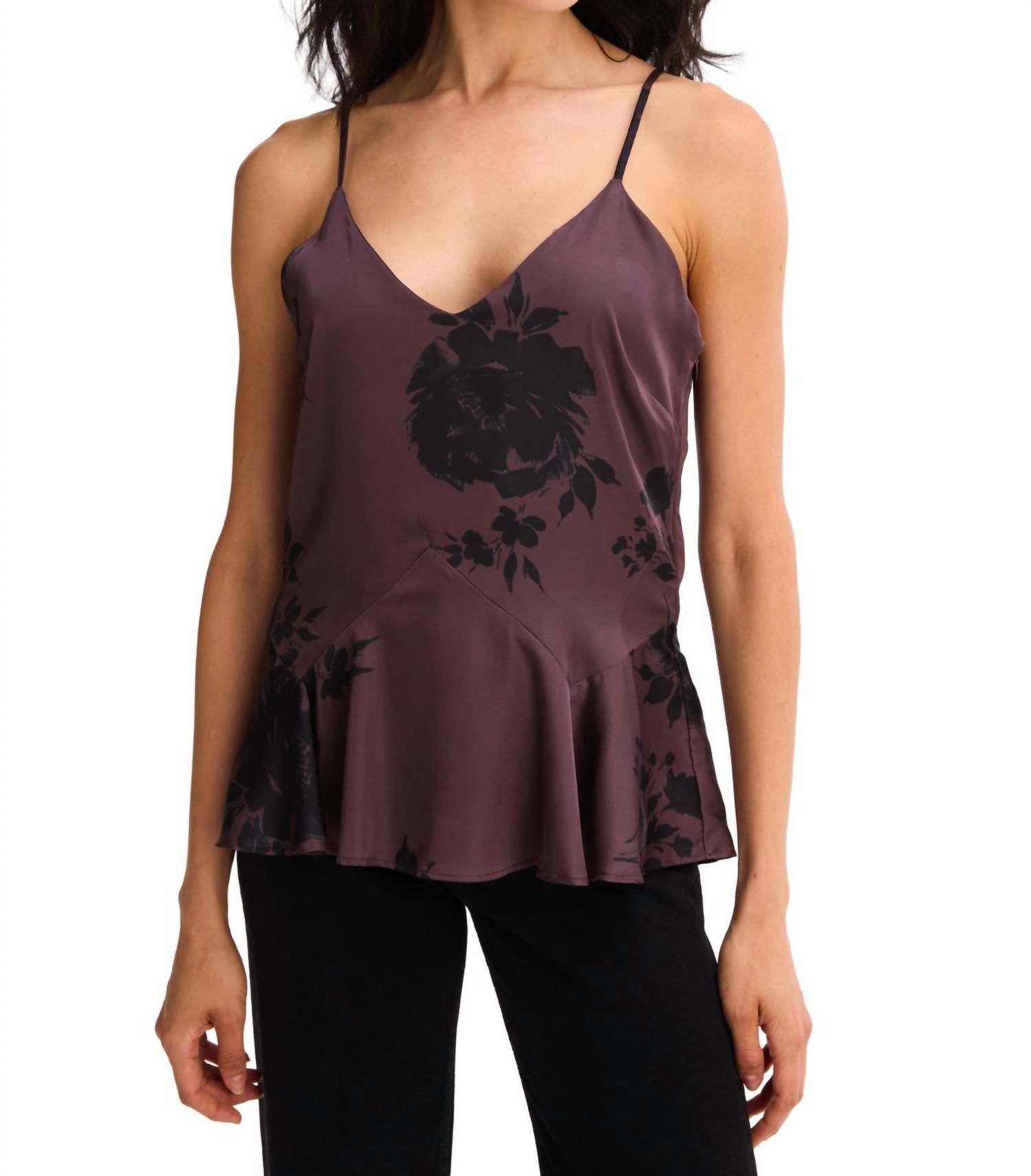 ALLISON NEW YORK Leilani Tank Top in brown floral - women's tank top