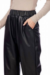 mudpie Ballard Leather Pants in black - women's pants - detail view