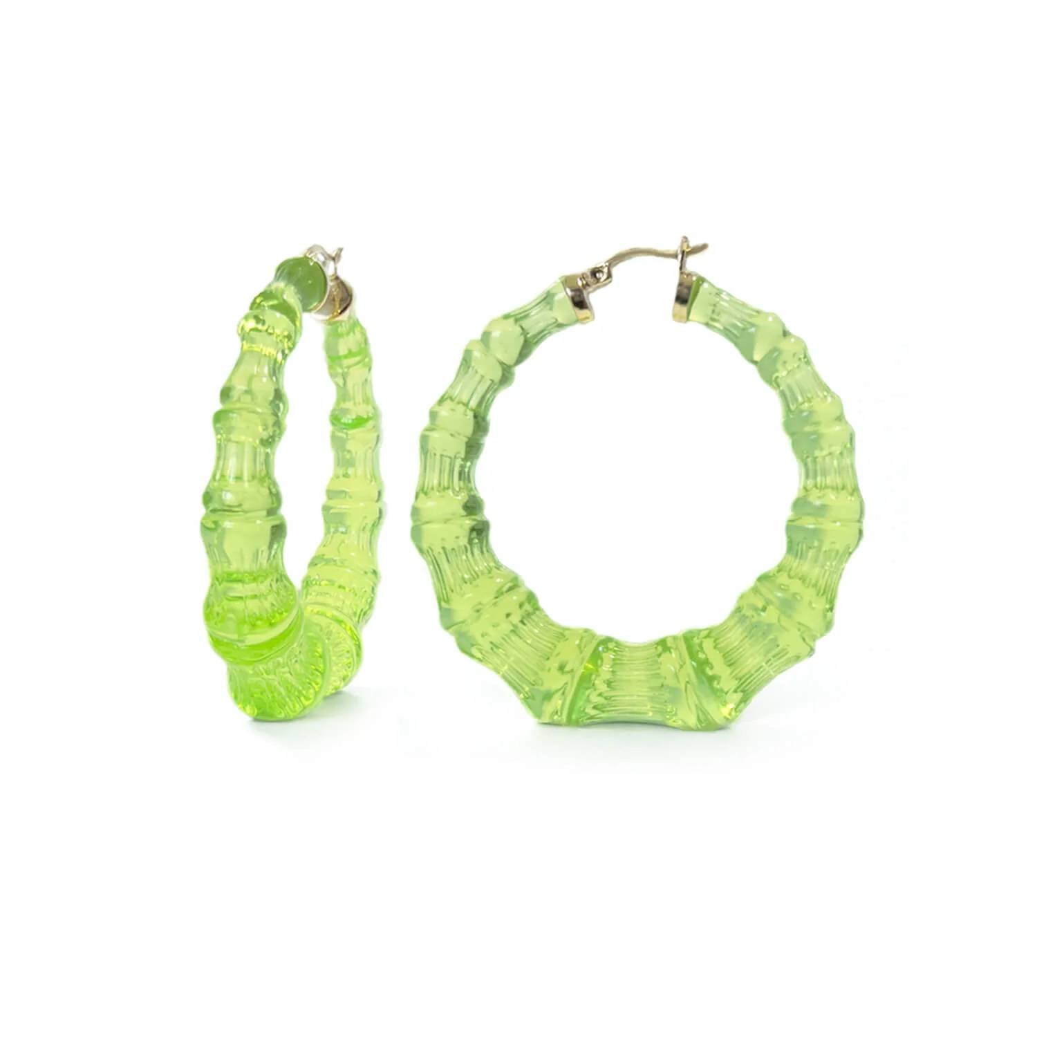 Gold & Honey - Women's Lucite Bamboo Hoop Earrings